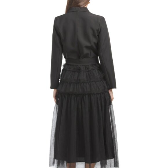 DALIA MACPHEE Long Sleeve Jacket Dress With Tulle Skirt - Picture 4 of 5